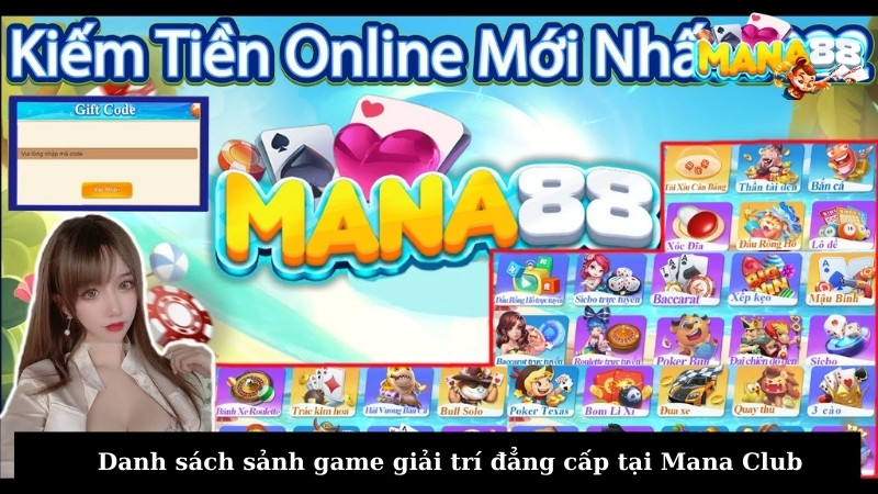 Danh sách sảnh game giải trí đẳng cấp tại Mana Club